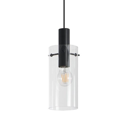 Eglo montefino lampadario 3 luci 73cm per cucina moderno nero con vetri trasparenti