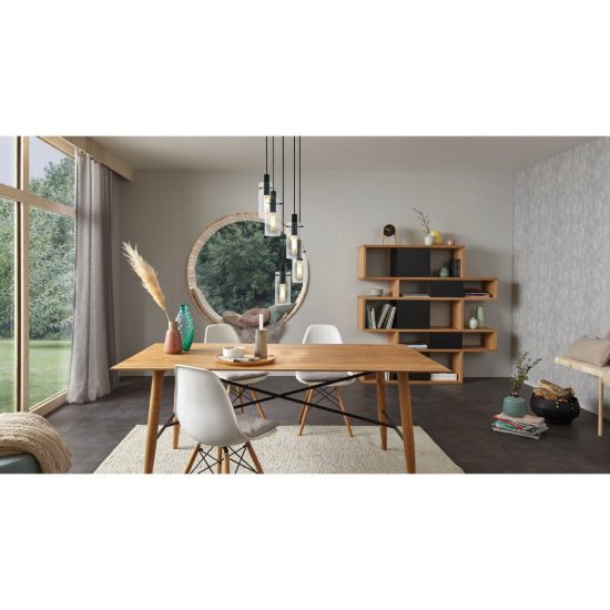 Eglo montefino lampadario 5 luci 35cm per sala da pranzo moderno nero con vetri trasparenti