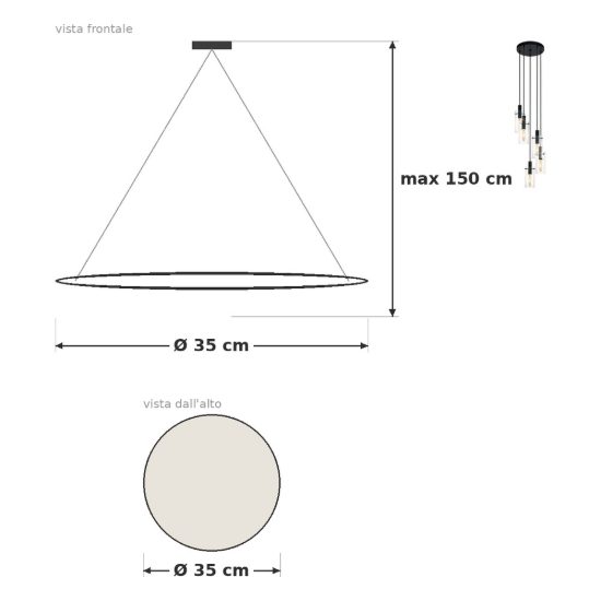 Eglo montefino lampadario 5 luci 35cm per sala da pranzo moderno nero con vetri trasparenti