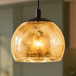 Eglo albaraccin lampada a sospensione 19cm per cucina moderna nera con vetro oro
