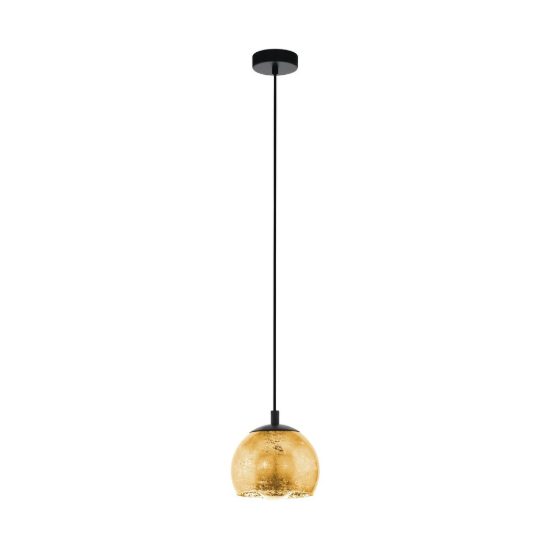 Eglo albaraccin lampada a sospensione 19cm per cucina moderna nera con vetro oro