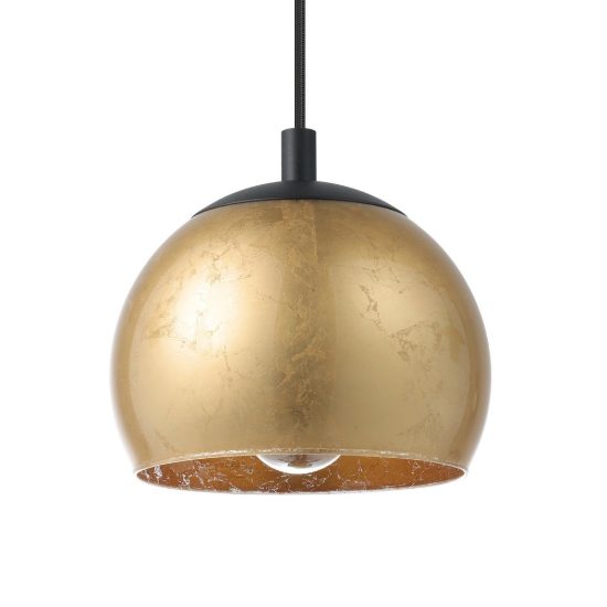 Eglo albaraccin lampadario a sospensione 3 luci 78cm per cucina moderno nero con vetri oro