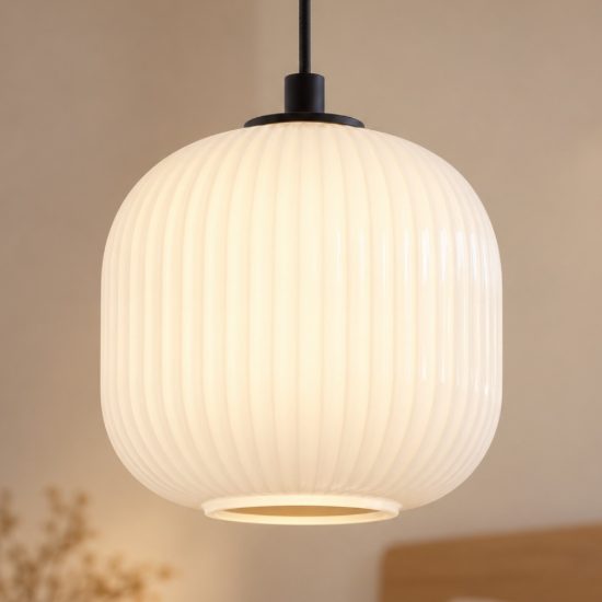Eglo mantunalle lampada a sospensione 20cm per camera da letto moderna nera con vetro bianco