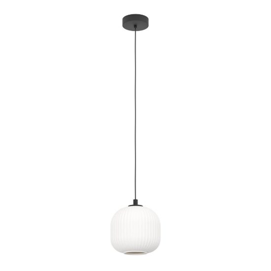 Eglo mantunalle lampada a sospensione 20cm per camera da letto moderna nera con vetro bianco