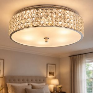 Roma pl9 ideal lux plafoniera camera da letto cristalli trasparenti