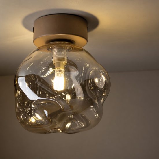 Lampada da soffitto tortora plafoniera sfera vetro design cognac