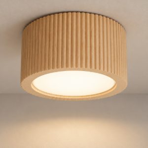 Plafoniera lampada da soffitto scandinava in legno rotonda