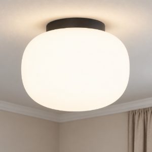 Plafoniera cucina moderna nera vetro bianco 19cm miloox bombo