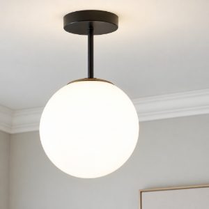 Jugen miloox plafoniera per camera da letto nera boccia vetro bianco
