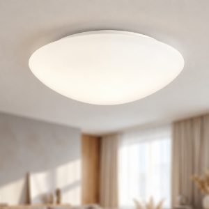 Plafoniera di vetro 25cm bianca rotonda fabas luce pandora e27