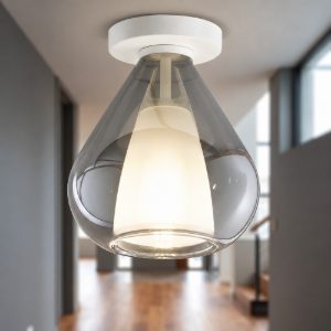 Plafoniera vetro fume fabas luce lila
