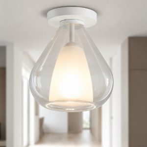 Plafoniera vetro trasparente fabas luce lila