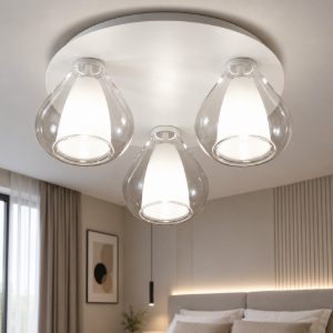 Plafoniera vetri trasparenti moderna per soggiorno fabas luce lila