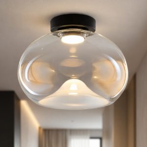 Plafoniera per camera da letto di vetro trasparente brena fabas luce led 19w 4000k