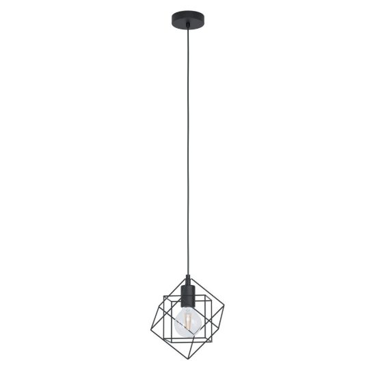 Eglo straiton lampada a sospensione 24cm per soggiorno industriale nera