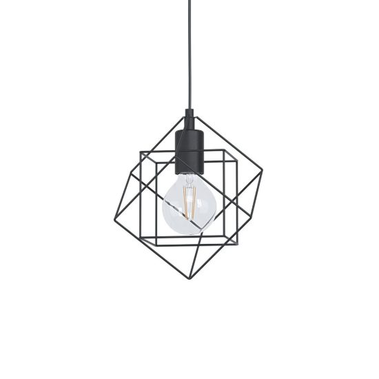 Eglo straiton lampada a sospensione 24cm per soggiorno industriale nera