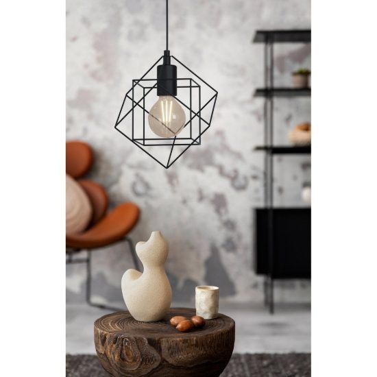 Eglo straiton lampada a sospensione 24cm per soggiorno industriale nera