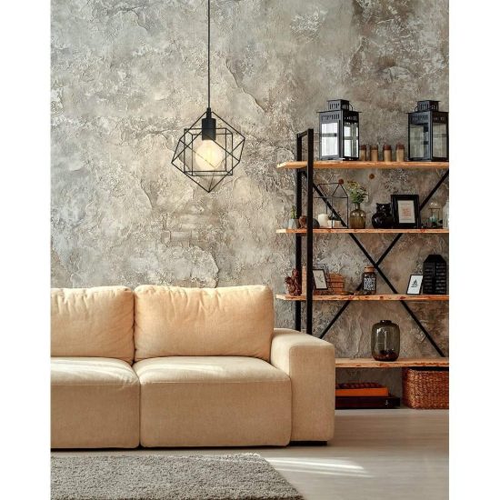 Eglo straiton lampada a sospensione 24cm per soggiorno industriale nera