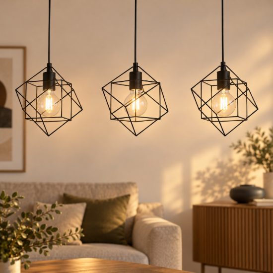 Eglo straiton lampadario a sospensione 3 luci 90,5cm per cucina industriale nero