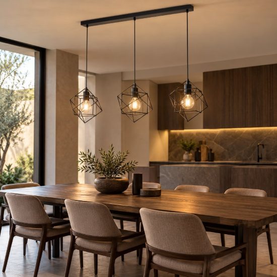 Eglo straiton lampadario a sospensione 3 luci 90,5cm per cucina industriale nero