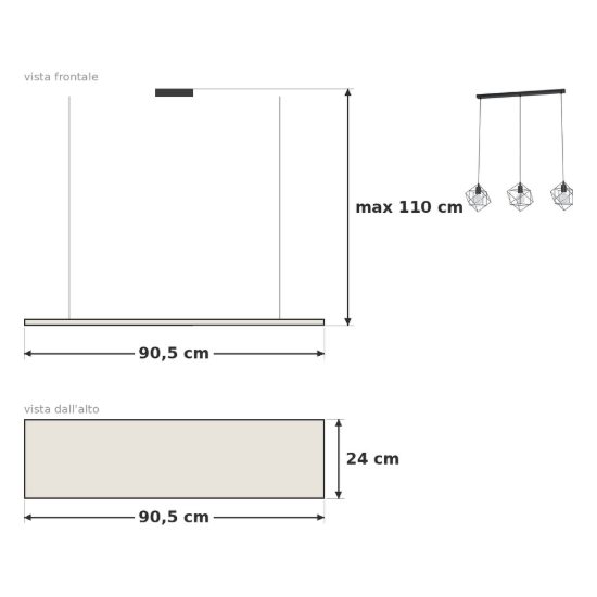 Eglo straiton lampadario a sospensione 3 luci 90,5cm per cucina industriale nero
