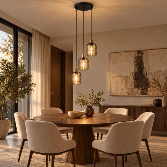 Eglo chisle lampadario 3 luci 42,5cm per cucina industriale nero e bronzo con vetri ambra