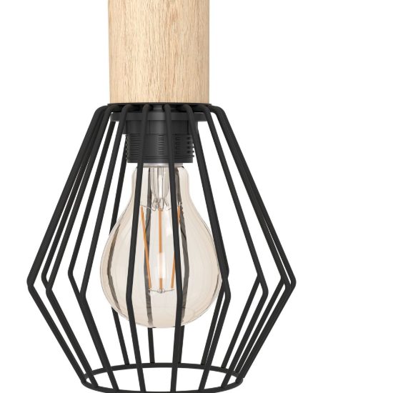 Eglo palmorla lampadario a sospensione 3 luci 76cm per cucina industriale nero e marrone