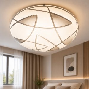 Plafoniera per camera da letto tonda vetro 40 cm decorato bianco fish perenz