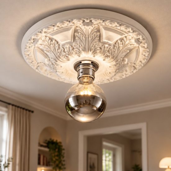 Plafoniera per salotto 30cm bianca gesso