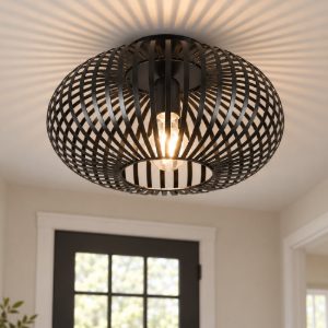 Plafoniera design per ingresso ellittica nero opaco 30cm