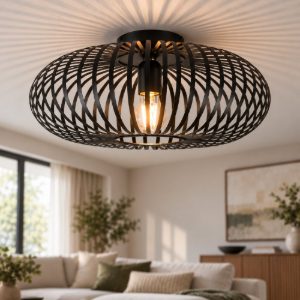 Grande plafoniera rotonda 50cm nero opaco