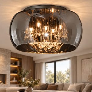 Plafoniera design gocce vetro per salotto
