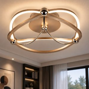 Plafoniera moderna ellissi ottone opaco led 3000k per salotto