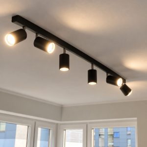 Plafoniera da cucina 119cm led con 6 faretti neri