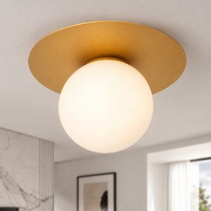 Plafoniera da soffitto oro sfera di vetro bianca