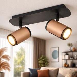 Lampada da soffitto nero caffe plafoniera con luci orientabili