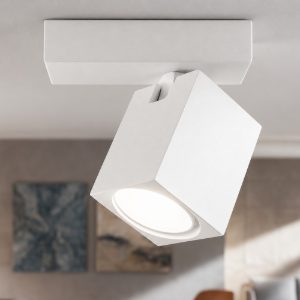 Plafoniera lampada da soffitto bianca orientabile squadrata oddy perenz