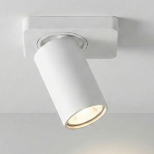 Plafoniera con spot orientabile cilindro bianco soffitto parete