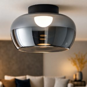 Plafoniera in vetro specchiato fume led 20w 3000k dimmerabile perenz kave