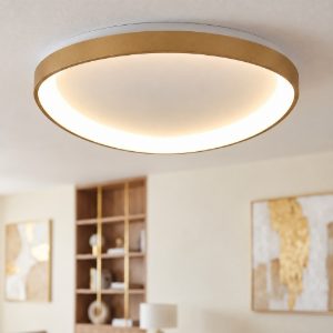Plafoniera oro sabbiato 42cm led 38w cct 2700k 5000k tricolor dimm con telecomando
