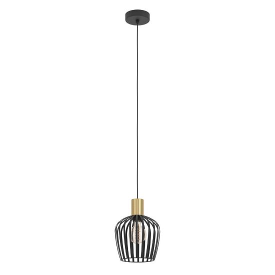 Eglo empoli lampada a sospensione 20cm per cucina moderna nero e ottone spazzolato