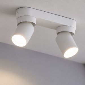 Plafoniera da cucina con 2 faretti orientabili bianchi