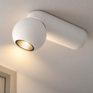 Plafoniera con faretto da soffitto led 7w 3000k orientabile per soggiorno moderna lineare bianca 15cm