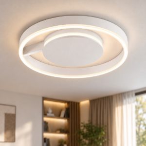 Plafoniera cerchio 60 cm bianca moderna led 48w cct 2700k 3000k 4000k dimmerabile per soggiorno