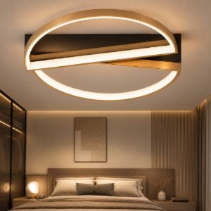 Plafoniera camera da letto tonda nero e ottone led 28w 3000k dimmerabile