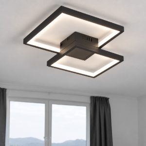 Plafoniera led 19w 3000k quadrata nera design moderna