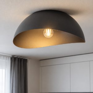 Plafoniera opi cupola 50cm semisfera nera moderna