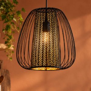 Eglo curasao lampadario a sospensione 33,5cm per cucina moderno nero e oro