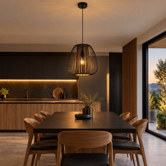 Eglo curasao lampadario a sospensione 33,5cm per cucina moderno nero e oro