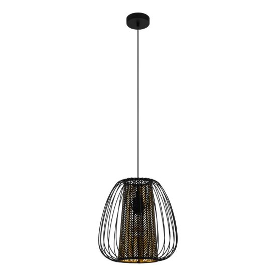 Eglo curasao lampadario a sospensione 33,5cm per cucina moderno nero e oro